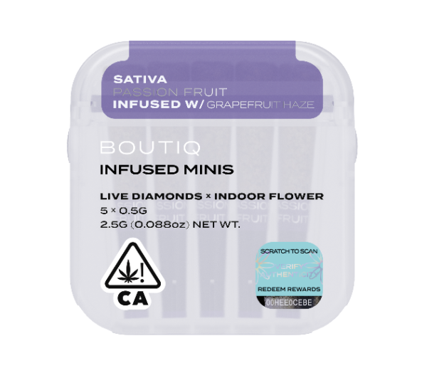 Boutiq Infused Minis Pre rolls Passion Fruit and Grapefruit Haze