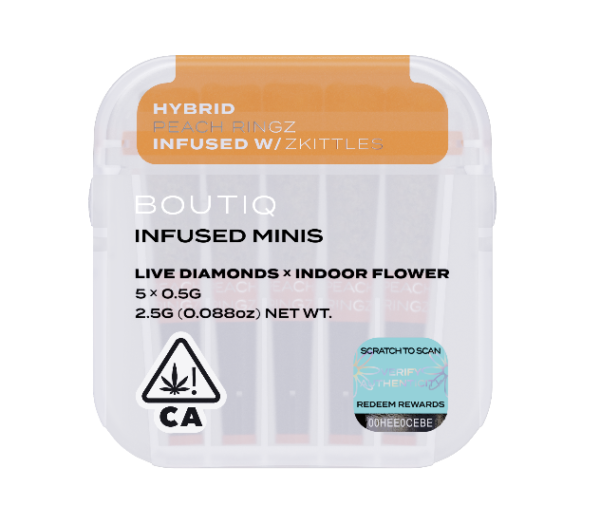 Boutiq Infused Minis Pre Rolls Peach Ringz and Zkittles