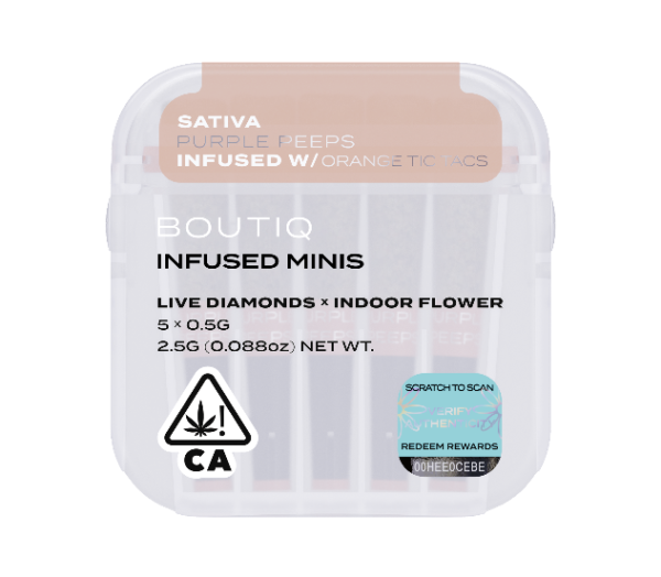 Boutiq Infused Minis Pre Rolls Purple Peeps and Orange Tic Tacs