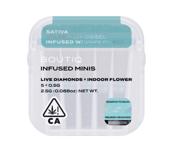 Boutiq Infused Minis Pre Rolls Starburst Diesel and Cherry Popperz